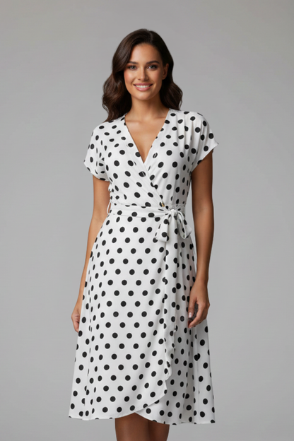 Lila | V Neckline Short Sleeve Dress