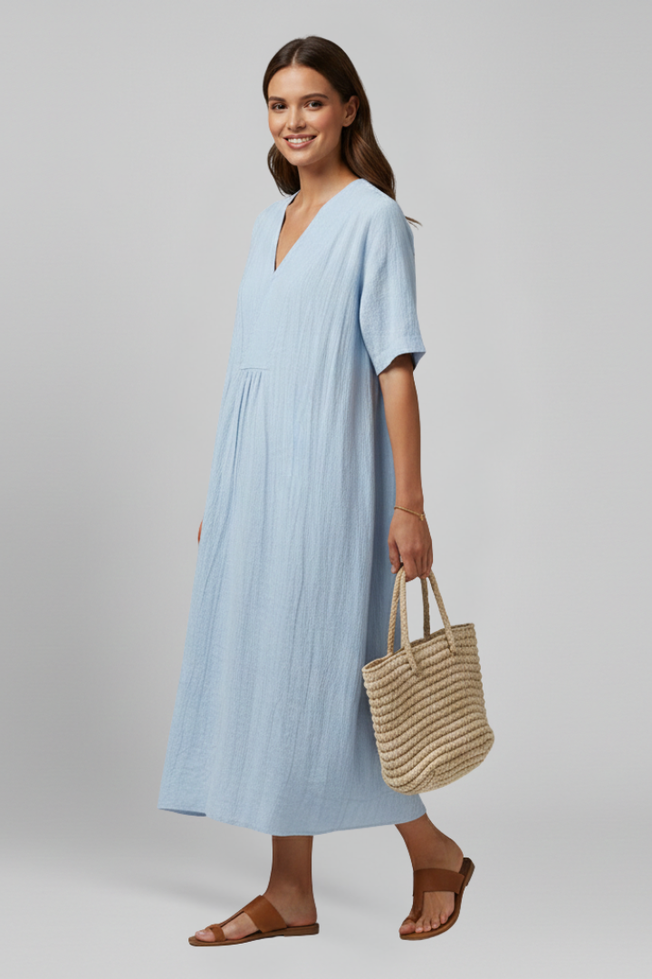 Lila | V Neckline Short Sleeve Dress