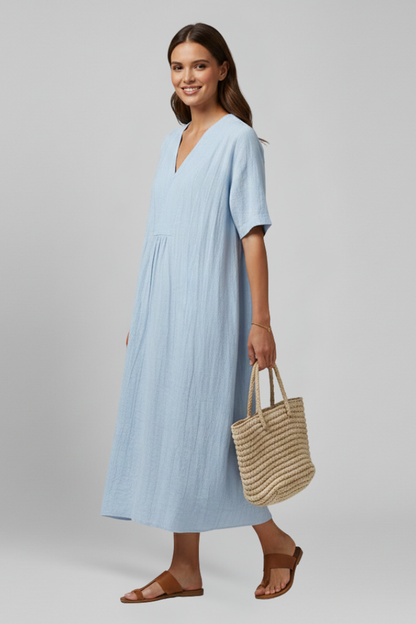 Lila | V Neckline Short Sleeve Dress
