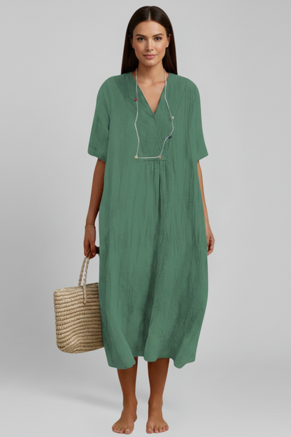 Isla | V Neckline Short Sleeve Dress