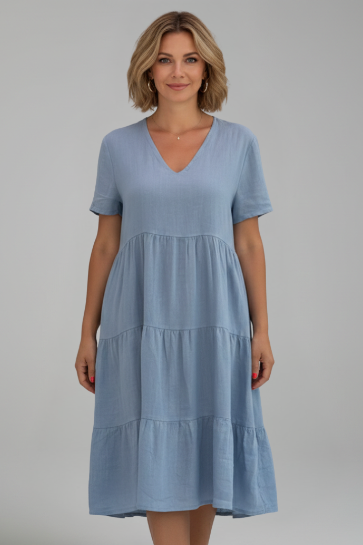 Lila | V Neckline Short Sleeve Dress