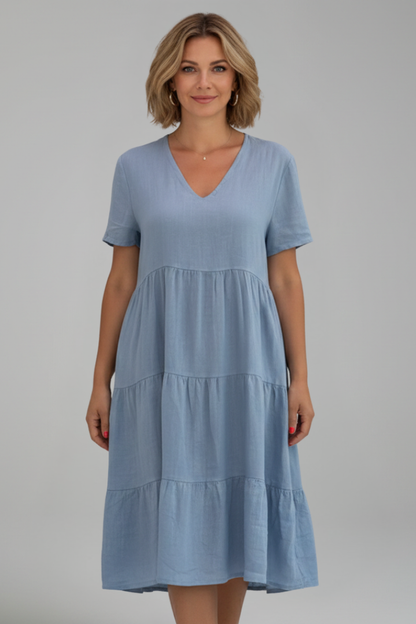 Lila | V Neckline Short Sleeve Dress