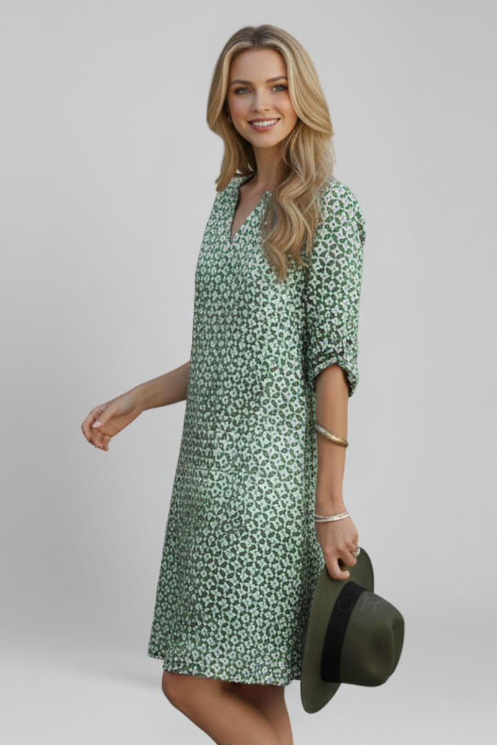 Lila | V Neckline Short Sleeve Dress