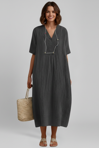 Isla | V Neckline Short Sleeve Dress