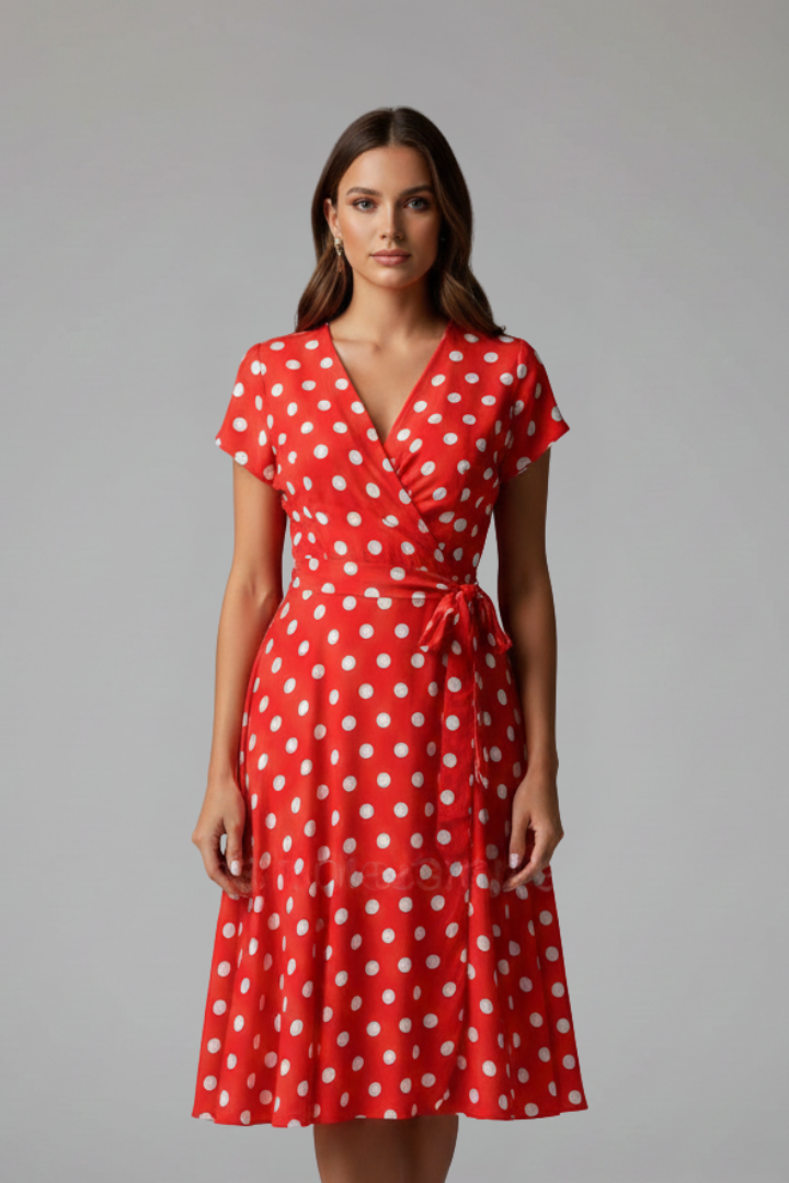 Lila | V Neckline Short Sleeve Dress