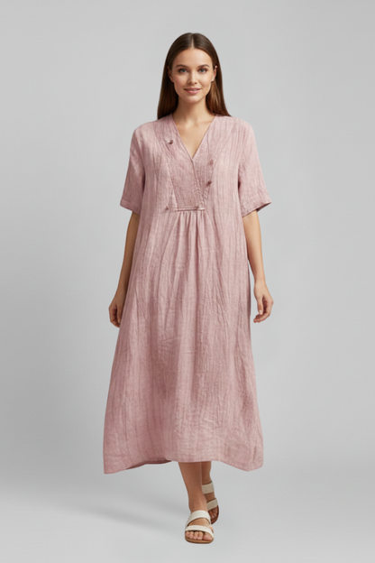 Lila | V Neckline Short Sleeve Dress