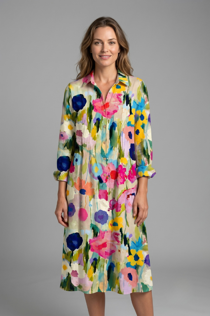 Lila | Elegant Boho Button Front Dress