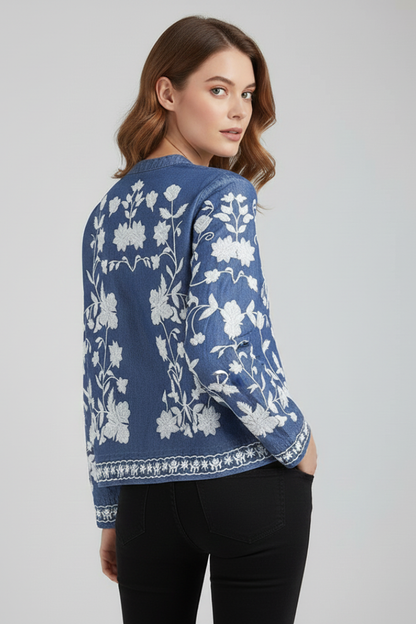 Lila | Embroidered Floral Blouse with Long Sleeves