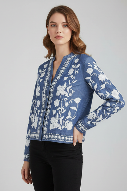 Lila | Embroidered Floral Blouse with Long Sleeves