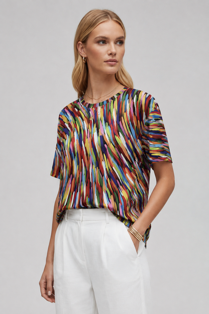 Lena | Printed Short Sleeve Blouse