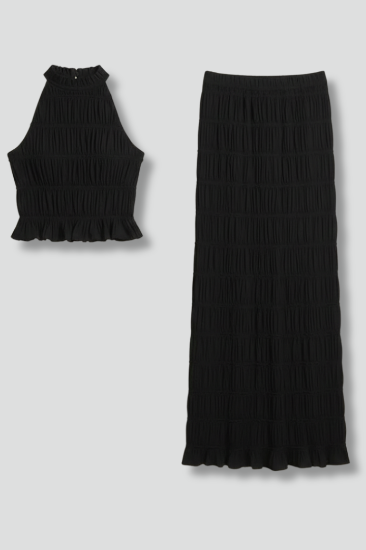 Lila | Halter Top and Tiered Maxi Skirt Set