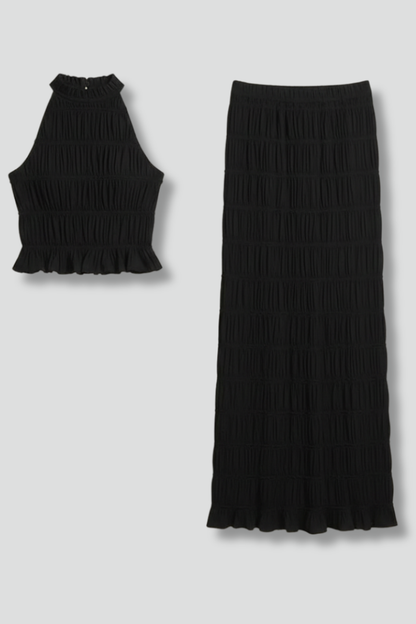 Lila | Halter Top and Tiered Maxi Skirt Set