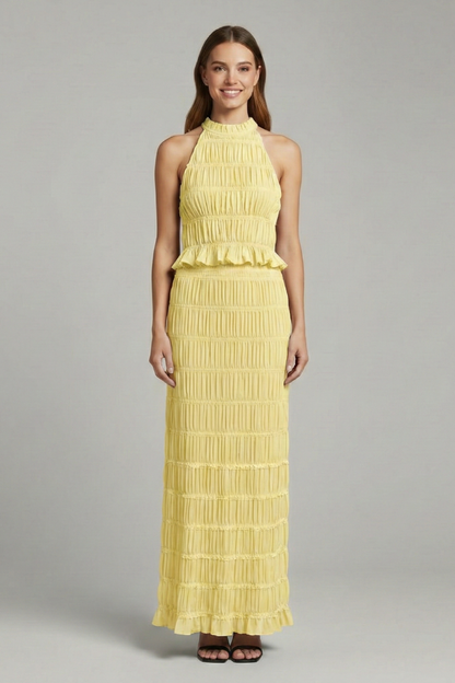 Lila | Halter Top and Tiered Maxi Skirt Set