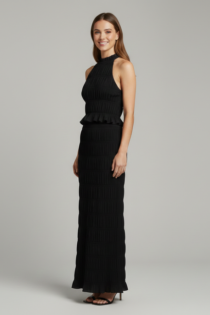 Lila | Halter Top and Tiered Maxi Skirt Set