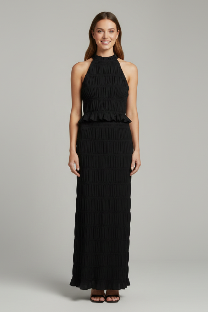Lila | Halter Top and Tiered Maxi Skirt Set