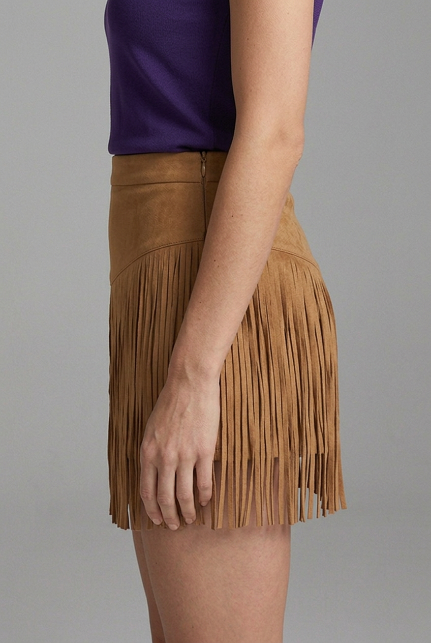 Lila | High-Waist Suede-Look Mini Skirt with Fringe