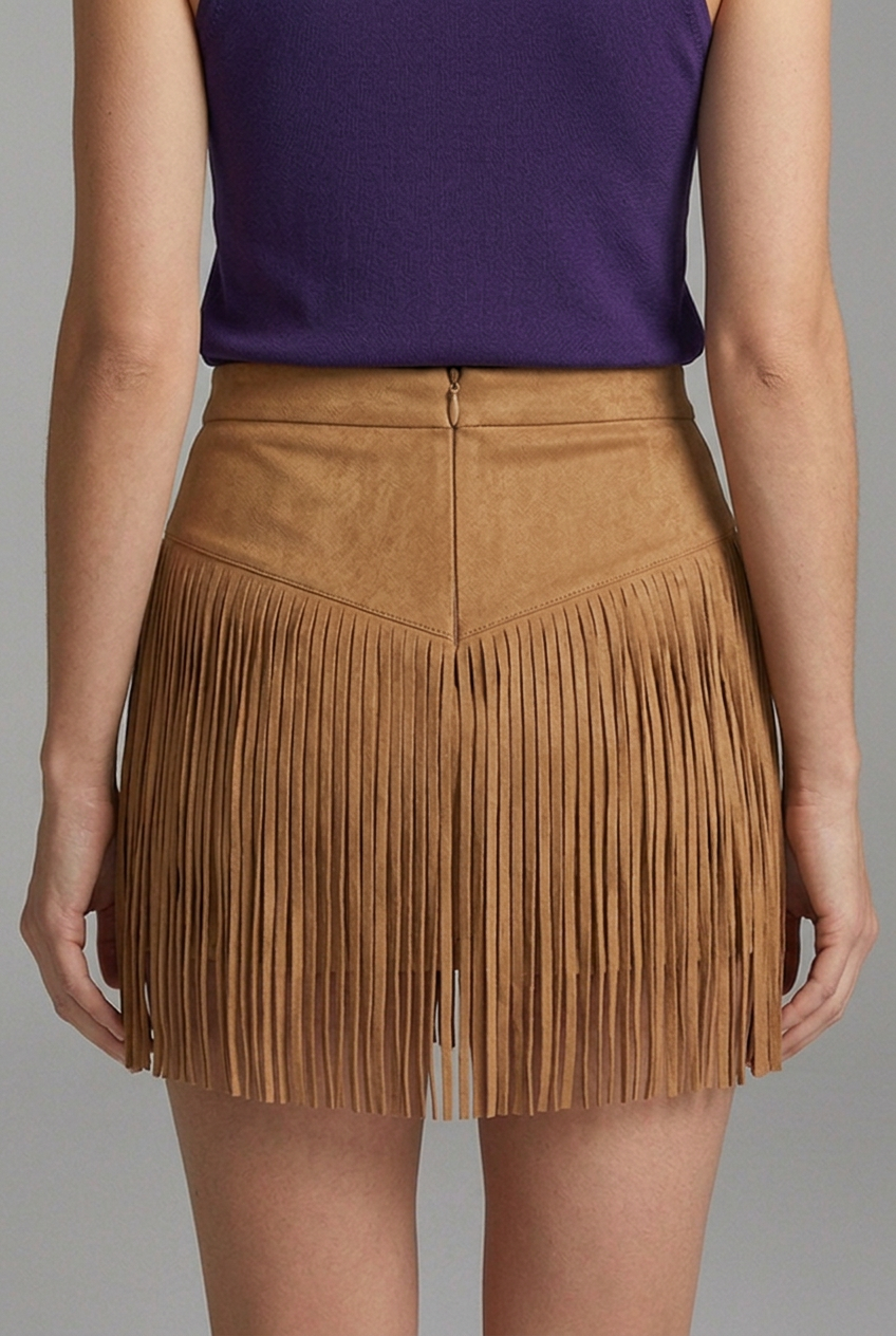 Lila | High-Waist Suede-Look Mini Skirt with Fringe