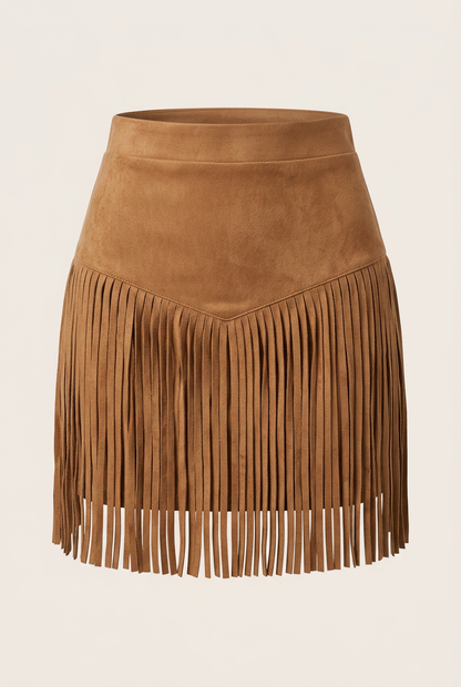 Lila | High-Waist Suede-Look Mini Skirt with Fringe