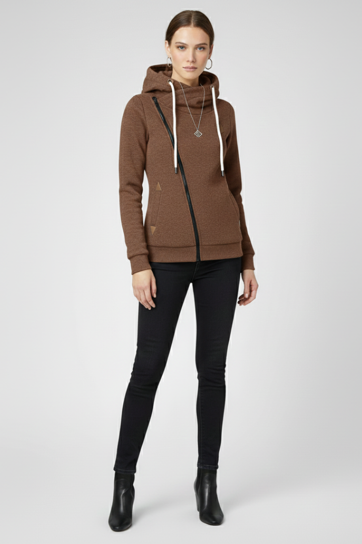 Livia | Asymmetrical Zip Hooded Jacket