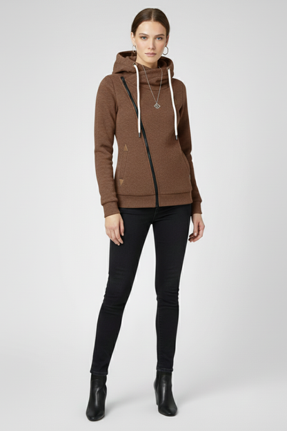 Livia | Asymmetrical Zip Hooded Jacket