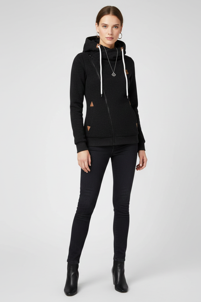 Livia | Asymmetrical Zip Hooded Jacket