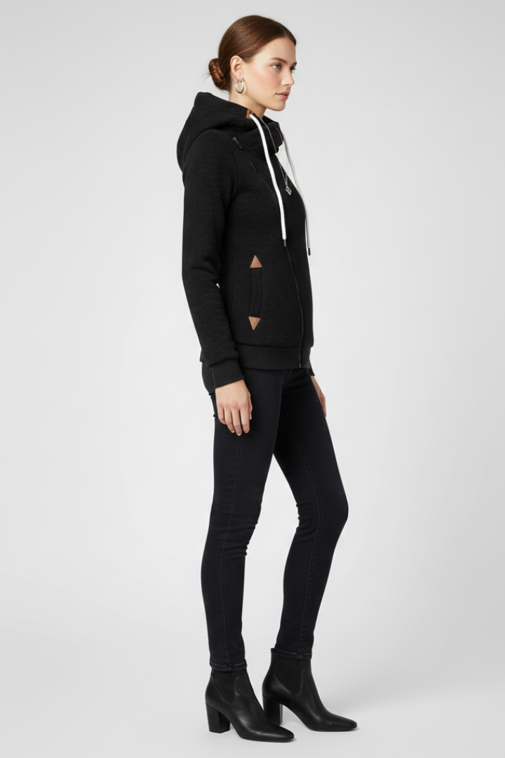 Livia | Asymmetrical Zip Hooded Jacket