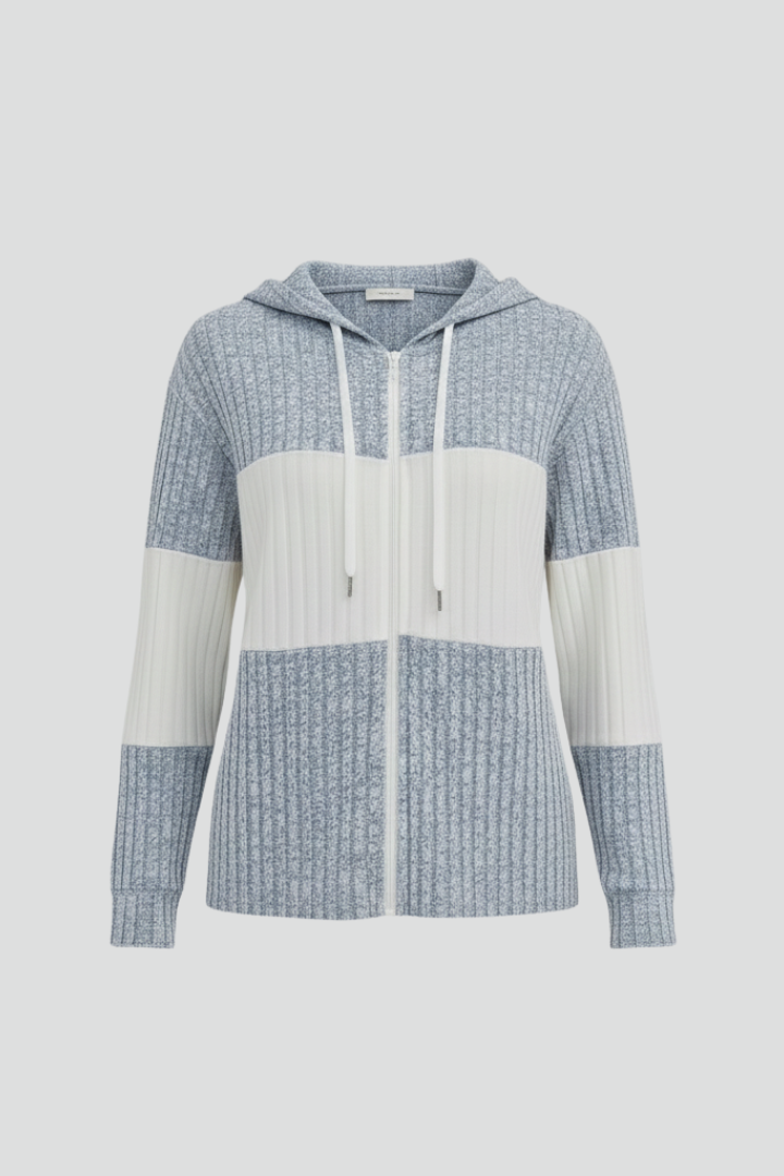 Lena | Chic Hooded Jacket with Ribbed Panels