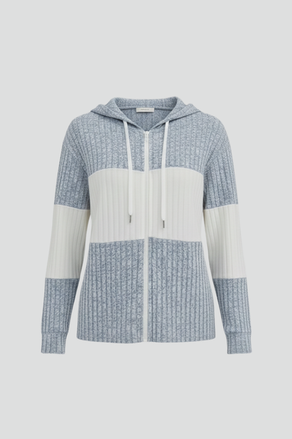 Lena | Chic Hooded Jacket with Ribbed Panels
