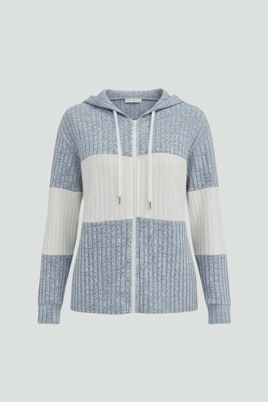 Lena | Chic Hooded Jacket with Ribbed Panels