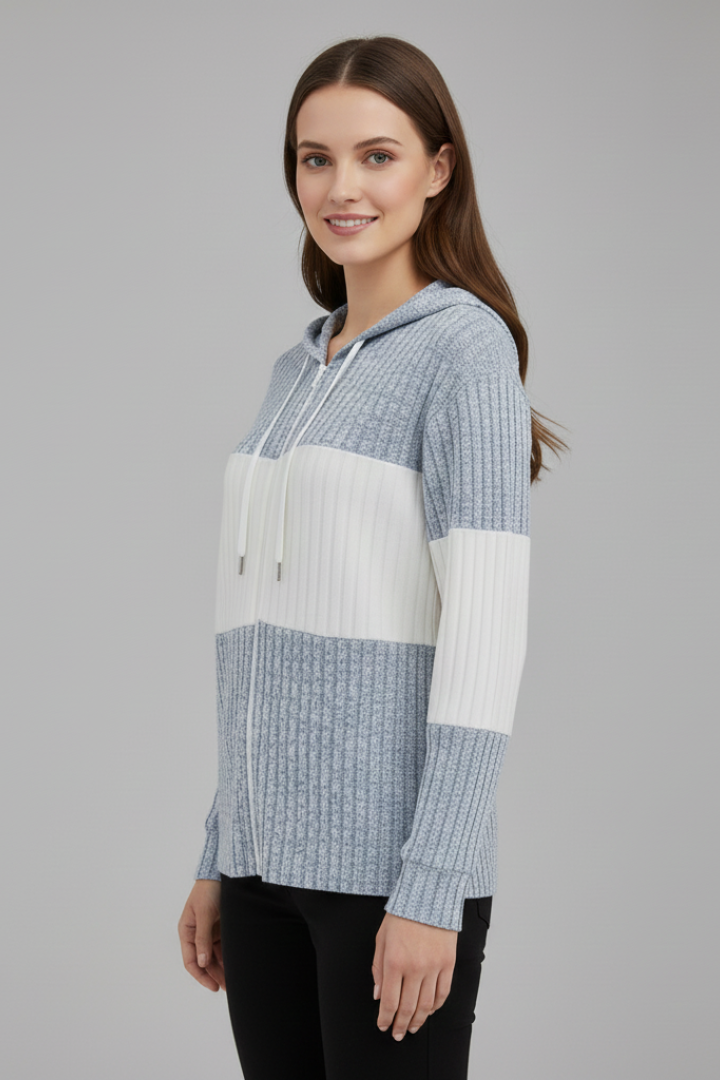Lena | Chic Hooded Jacket with Ribbed Panels
