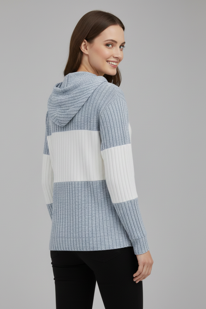 Lena | Chic Hooded Jacket with Ribbed Panels