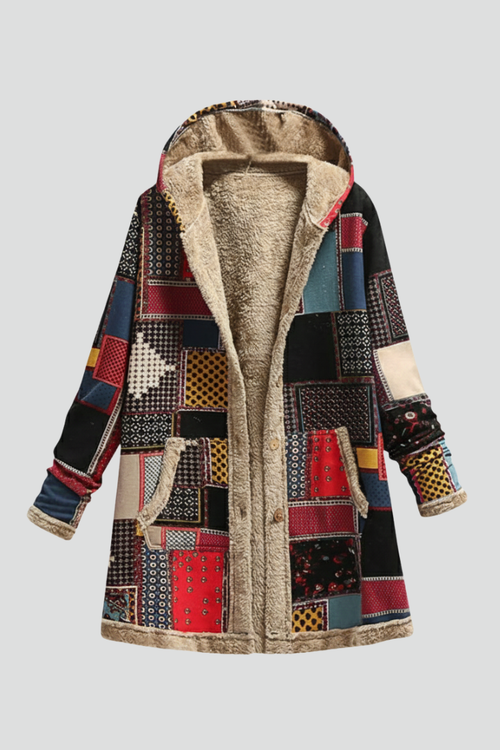 Lila | Hooded Patchwork Overcoat with Zip