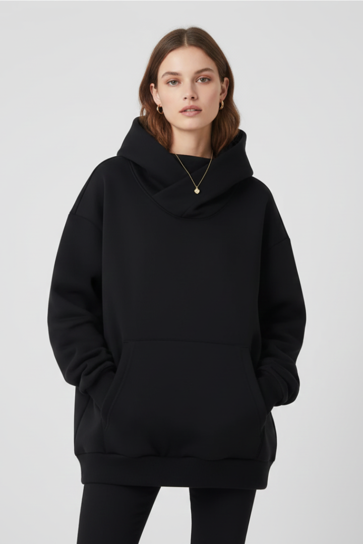 Lila | High Neck Wide Hood Hoodie