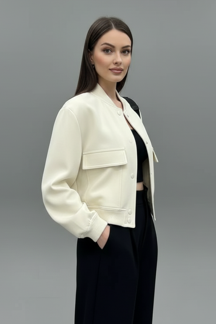 Lila | Chic Buttoned Jacket with Elastic Hem