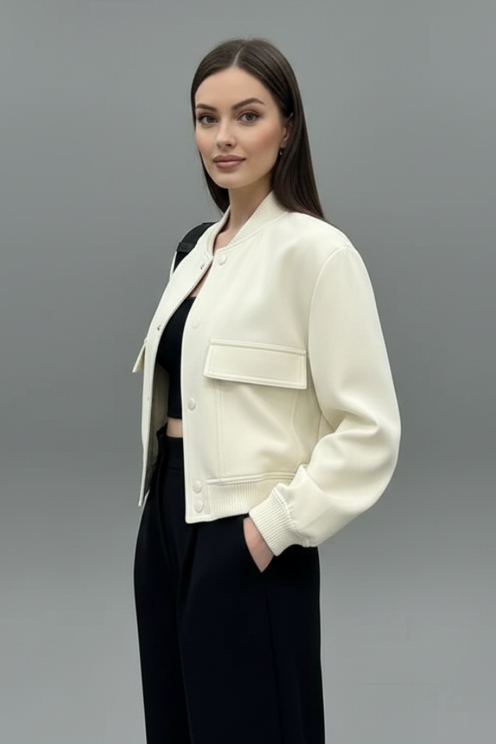 Lila | Chic Buttoned Jacket with Elastic Hem