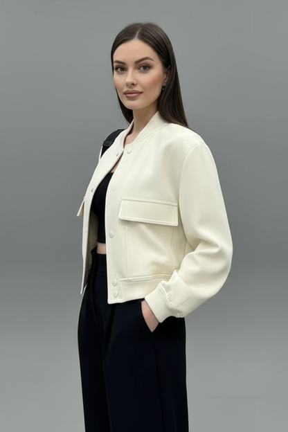Lila | Chic Buttoned Jacket with Elastic Hem