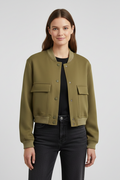 Lila | Chic Button-Front Jacket with Ribbed Hem