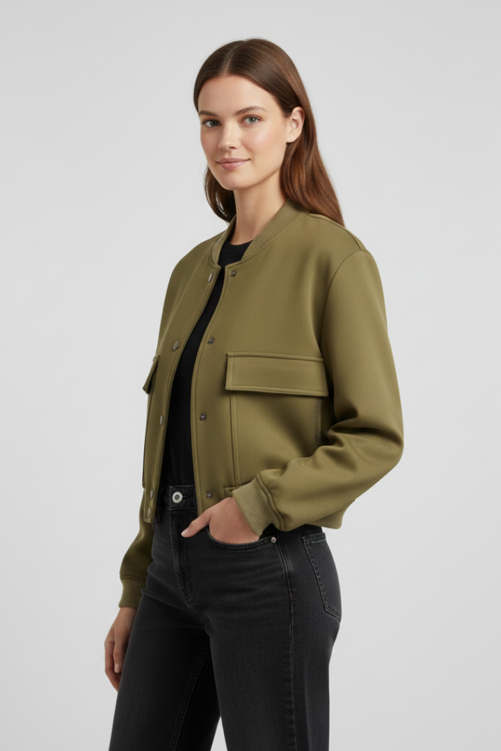 Lila | Chic Button-Front Jacket with Ribbed Hem