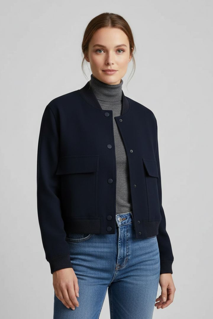 Lila | Chic Button-Front Jacket with Ribbed Hem