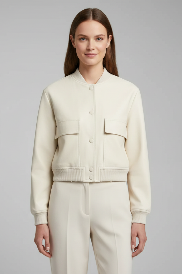 Lila | Chic Button-Front Jacket with Ribbed Hem