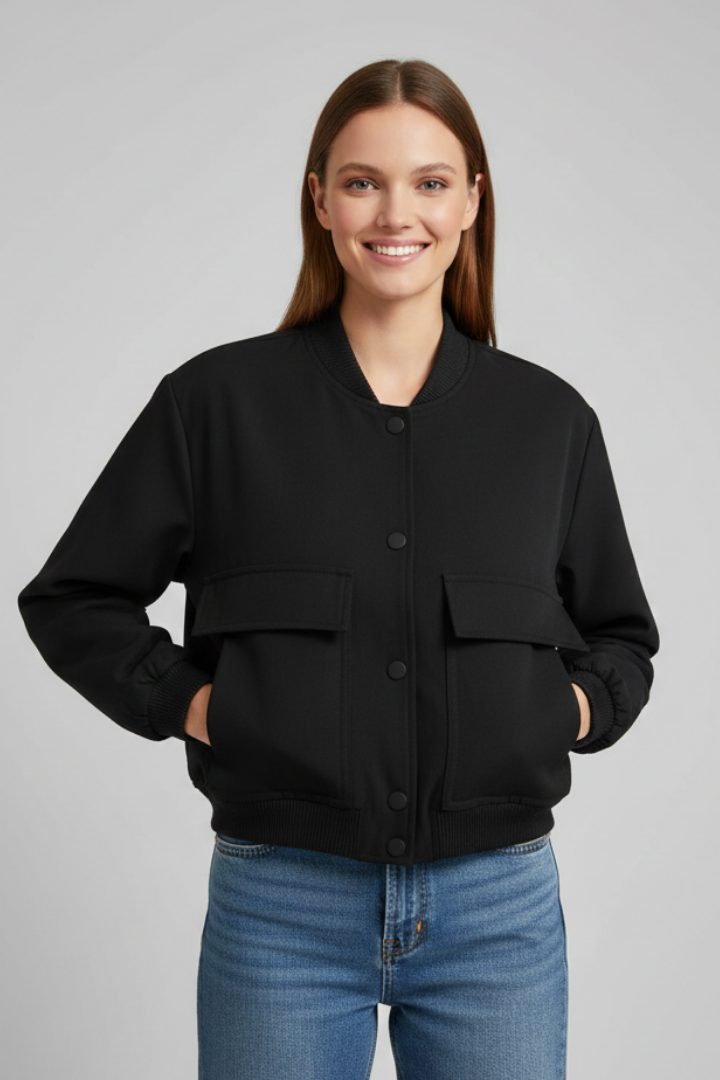 Lila | Chic Button-Front Jacket with Ribbed Hem