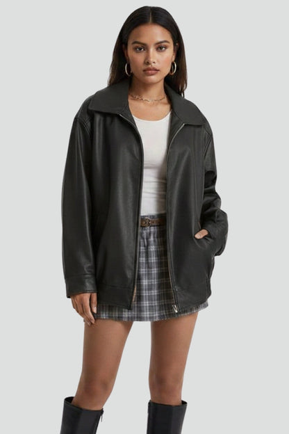 Lila | Zip-Front Ribbed Hem Jacket