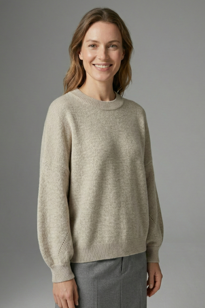 Lila | Luxe Round Neck Jumper with Ribbed Cuffs