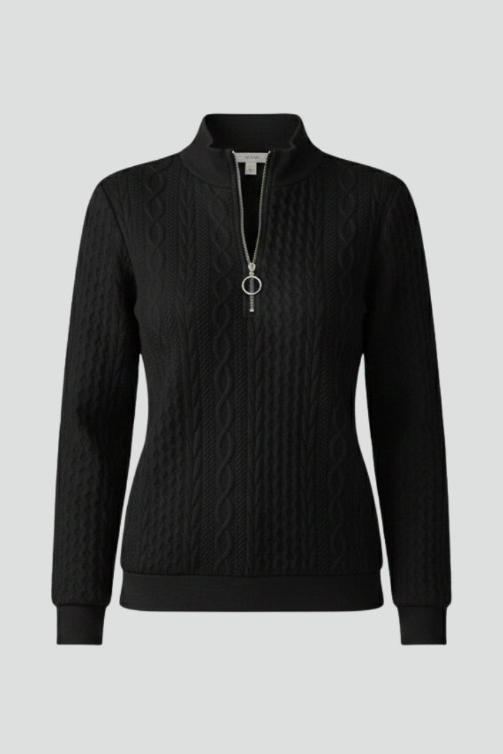 Lila | Cable Knit Zip Neck Jumper