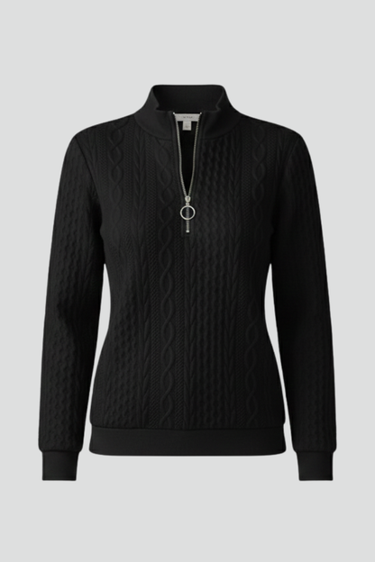 Lila | Cable Knit Zip Neck Jumper