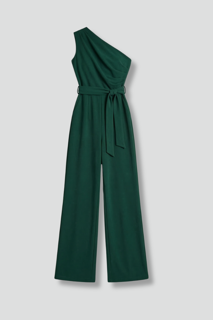 Lila | Asymmetric Neckline Jumpsuit with Waist Belt