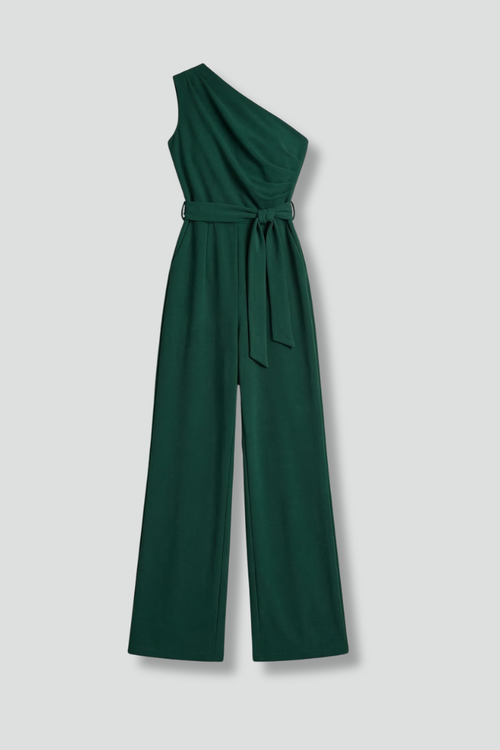 Lila | Asymmetric Neckline Jumpsuit with Waist Belt