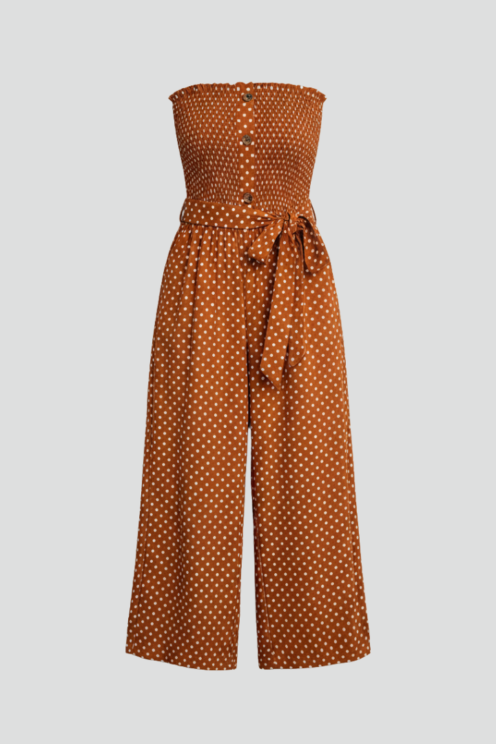 Lena | Bandeau Neckline Jumpsuit with Button Front