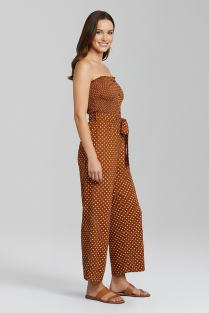 Lena | Bandeau Neckline Jumpsuit with Button Front