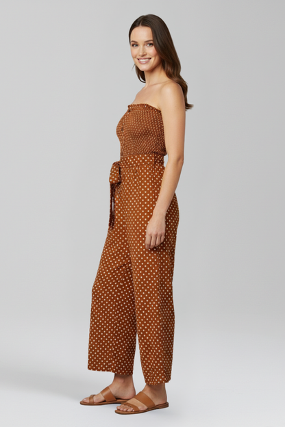 Lena | Bandeau Neckline Jumpsuit with Button Front